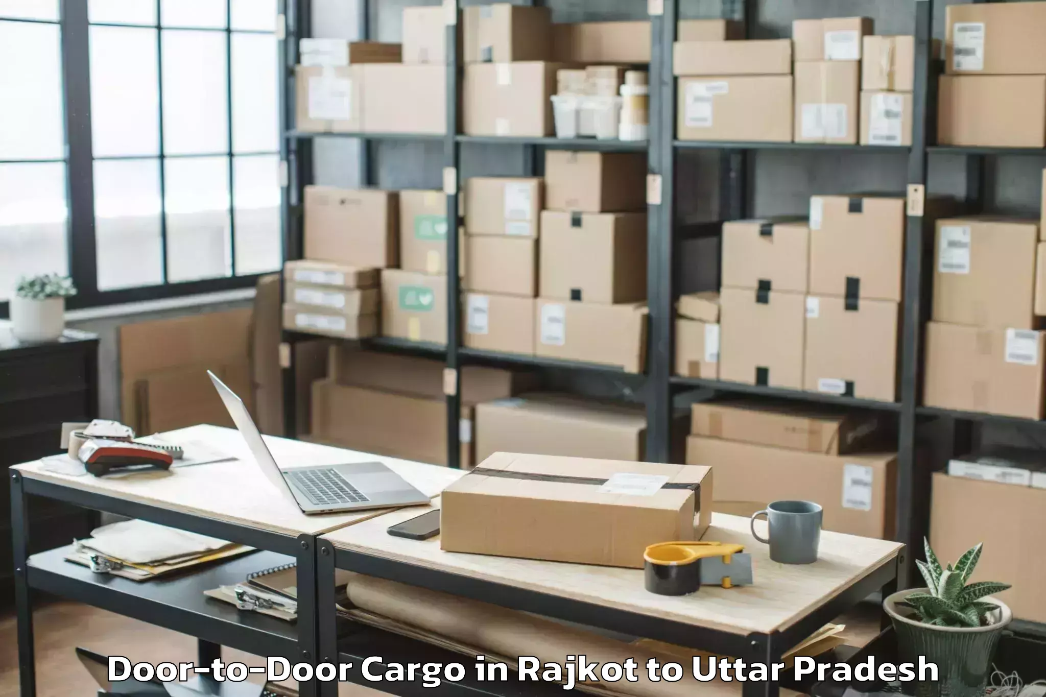 Professional Rajkot to Fun Republic Mall Lucknow Door To Door Cargo